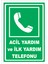 Acil Yardım ve Ilk Yardım Telefonu Levhası 15X21 cm Sticker 1