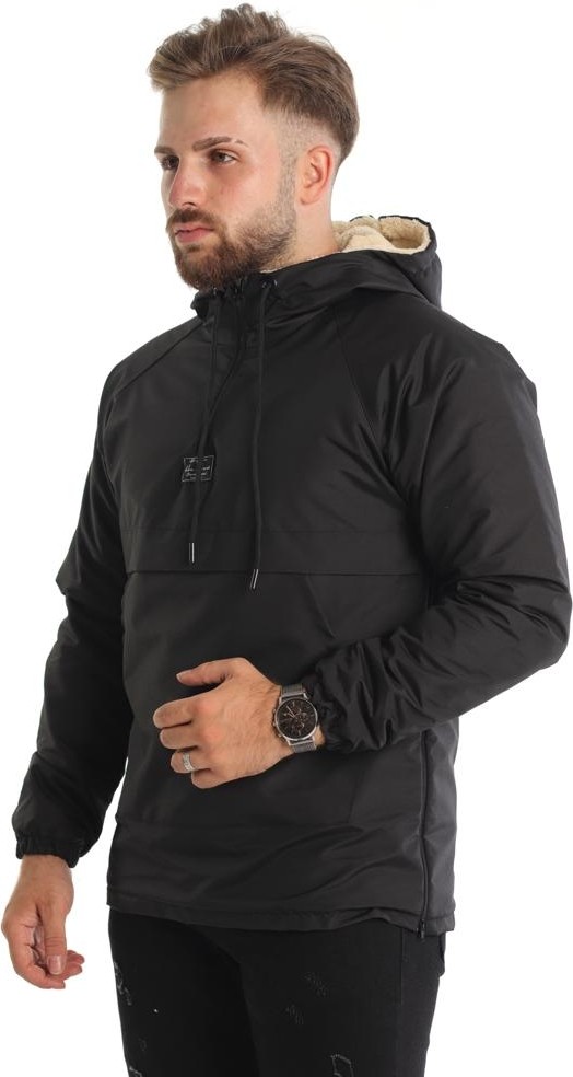 Good Fashion Dar Kesim Içi Kürklü Kanguru Cep Erkek Yağmurluk Mont görsel 5