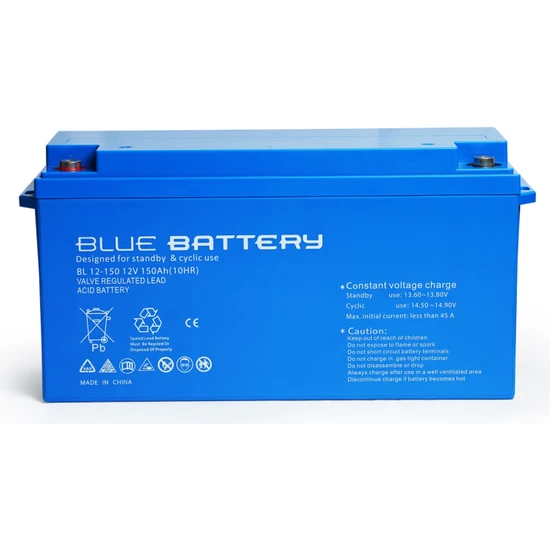 Blue Battery 12 Volt 150 Ah  Bakımsız Kuru Akü , Ups Aküsü