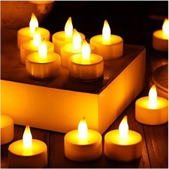 Alshop LED Mum Ledli Mum Model Işıklı Tealight Mum Pilli