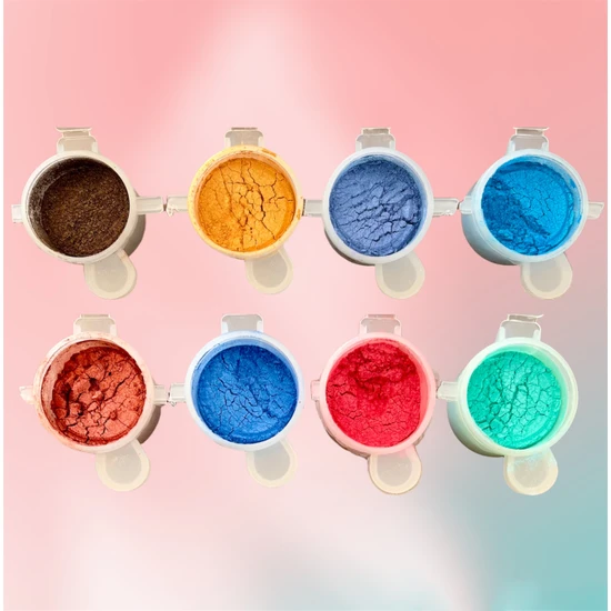 Epoksi Boya 8 Adet Mini Sedef Toz Pigment Epoksi Boya/ Mum Boyası/ Beton Boyası