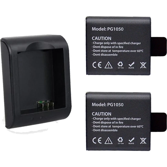Gplus Eken H9R Aksiyon Kamera Uyumlu 3 Parça Çiftli Batarya ve USB Şarj Istasyonu Seti