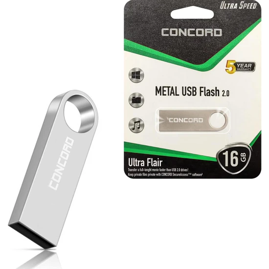Concord USB Flash Bellek 16GB Metal Ultra Flaır Concord C-U16