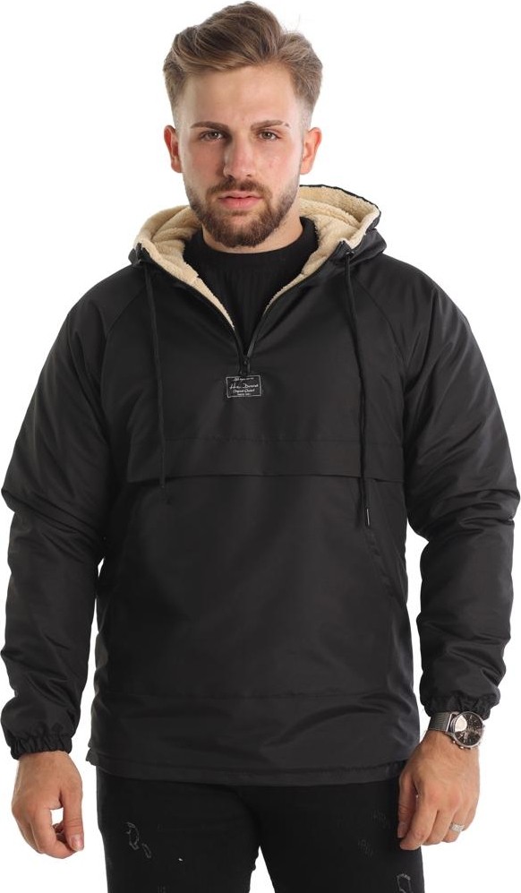Good Fashion Dar Kesim Içi Kürklü Kanguru Cep Erkek Yağmurluk Mont görsel 2