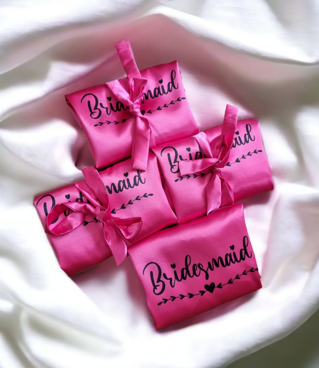 Lasilla Bridesmaid Yazılı 5 Adet Fuşya Nedime Sabahlığı
