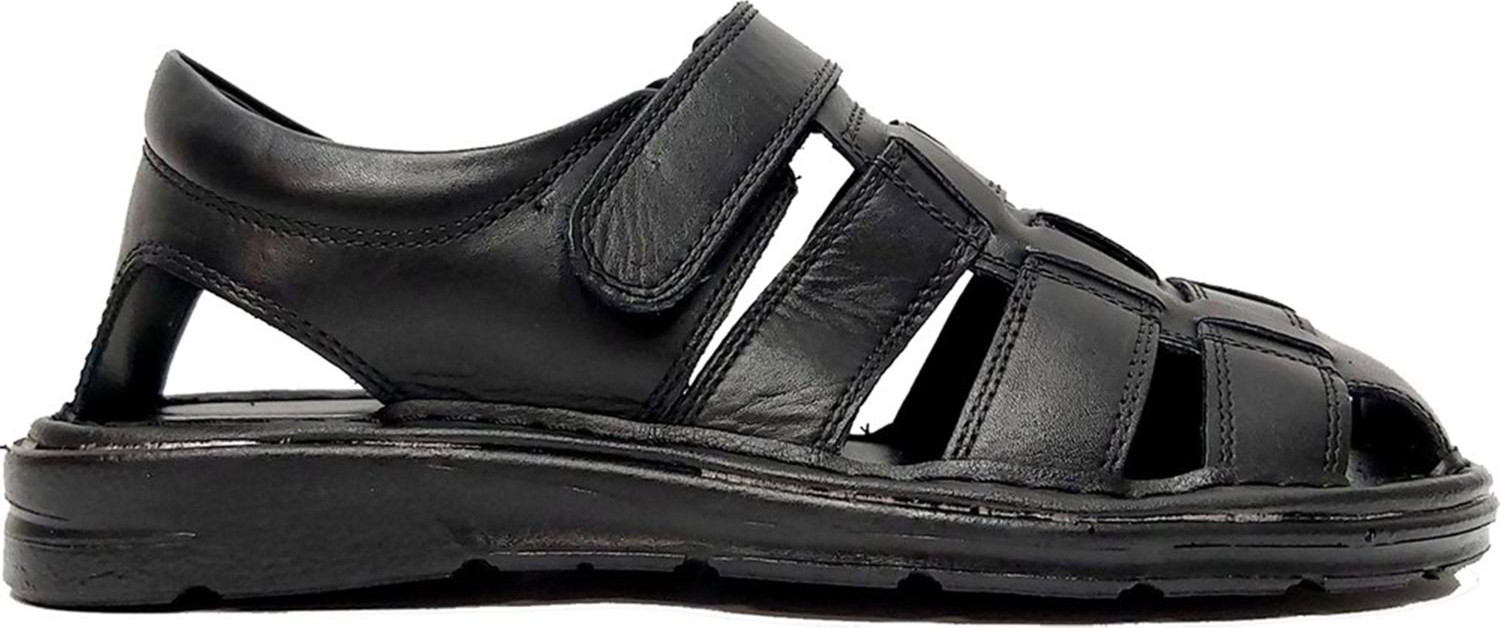 Moda Ayakkabı 0453 Siyah Deri Erkek Sandalet görsel 3