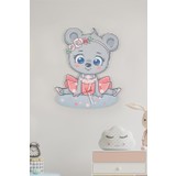 Elfida Design Sevimli Ayıcık Kız Çocuk Odası Ahşap Duvar Saati