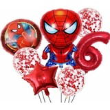 Bal10 Dünyası Spiderman Örümcek Adam Pullu Şeffaf Rakam Balon Seti Yaş 6