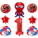 Bal10 Dünyası Örümcek Adam Spıderman Yıldız Rakam Folyo Balon Seti Yaş 1