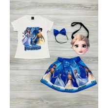 Yaren Kids Kız Çocuk Mavi Elsa ve Anna Desenli 4lü Takım10