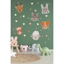 Hediye Postası Hayvanlar Alemi Kalp ve Yıldız Set 1  Adet Duvar Çocuk Odası Sticker Dekorasyon