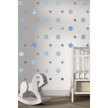 Lizpo Decor Mavi Tonlu Polka 5 ve 3 cm Karışık Konsept Duvar Dekorasyon Sticker 160 Adet