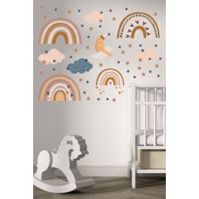 Lizpo Decor Gökkuşağı Bulut Çocuk Odası Duvar Sticker Dekorasyon Seti Model 4