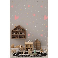 Lizpo Decor Soft Kalp ve Polka Konsept Duvar Dekorasyon Sticker 150 Adet