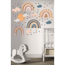 Lizpo Decor Gökkuşağı Bulut Çocuk Odası Duvar Sticker Dekorasyon Seti Model 3