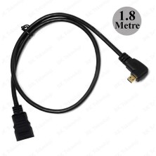 BK Teknoloji 90 Derece Açılı Micro HDMI Erkek To HDMI Dişi  Tablet Kamera Kablosu 1.8 Metre