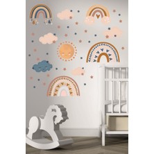 Lizpo Decor Gökkuşağı Bulut Çocuk Odası Duvar Sticker Dekorasyon Seti Model 1