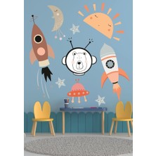 Lizpo Decor Çocuk Odası Gezegenleri Için Uzay Elementleri 60 x 50 cm 1 Adet Çocuk Odası Duvar Sticker Dekorasyon