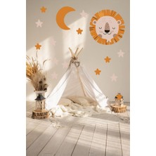 Lizpo Decor Sevimli Aslam ve Yıldızlar 50 x 35 Sticker, Bebek ve Çocuk Odası Dekoratif Duvar Çıkartması