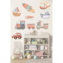 Lizpo Decor Tren Araba Füze Gemi Taşıma Araçları Koleksiyonu Seti Bohem Sticker