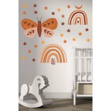 Lizpo Decor Bohem Gökkuşağı ve Kelebek Çocuk Odası Duvar Sticker Dekorasyon Seti Model 3