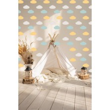 Lizpo Decor Soft Bulut 60 Adet Sticker, Bebek ve Çocuk Odası Dekoratif Duvar Çıkartması
