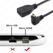 BK Teknoloji 90 Derece Dik Açılı Micro HDMI Erkek To HDMI Dişi  Tablet Kamera Kablosu 60CM