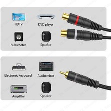 BK Teknoloji Yüksek Kalite Anfi Y Kablo Rca Erkek To 2xrca Dişi