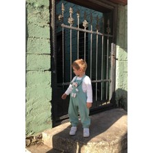 Pollito Unisex Boy Çizgi Fitilli Yeşil Teddy Oyuncaklı 2'li Salopet
