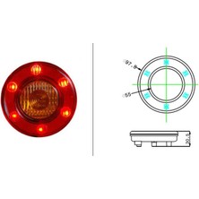 Saba 24V 6 LED Arka Tepe Lamba Isuzu Turkuaz Roybus Royal Kablolu Kırmızı E9