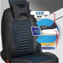 Kepmorpho 
Geely Emgrand Lüx Full Deri Oto Koltuk Kılıfı Ön Arka Takım (Giydirme Tip) Siyah Mavi