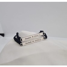 Nida Jewelry 925 Ayar Gümüş Çift Isim Tarih Makrome Bileklik