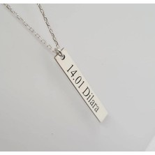 Nida Jewelry 925 Ayar Gümüş Plaka Isim Tarih Kolye