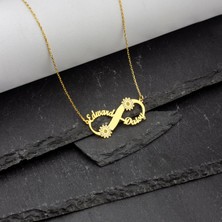 Nida Jewelry 925 Ayar Gümüş Sonsuzluk Papatya Çift Isim Kolye