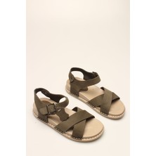 Rovigo  P Haki Nubuk  Kadın Hakiki Deri Sandalet