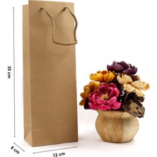 Repro Design Şişe Boy Kraft Premium Karton Çanta  12 x 35 x 8 cm Karton Poşet 3 Adet