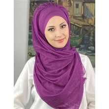 Butik Ambar Saray Model Simli Drapeli Simli Şifon Fuşya Hazır Şal