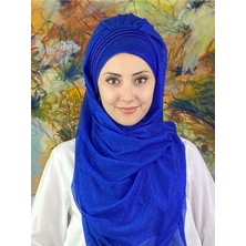 Butik Ambar Saray Model Fransız Şifon Drapeli Simli Saks Hazır Şal
