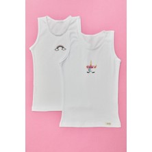 Katia & Bony 2 li Paket Rainbow Kız Çocuk Atlet Beyaz/Beyaz