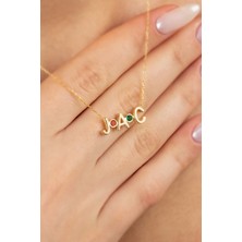 Lieza Kadın 925 Ayar Gümüş Doğum Taşlı Harf Kolye