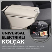 NKT GROUP Oto Kolçak Kol Dayama Çift Açılır 7 USB Girişli Tüm Araçlara Uyumlu Kolçak Bej