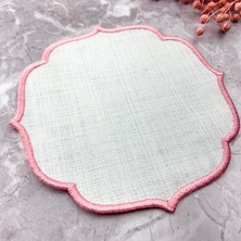 Weare2 Pembe Renkli Nakışlı Keten Efektli Kokteyl Peçetesi