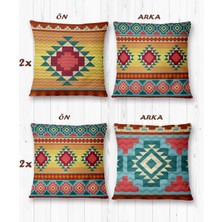 Armi Puf Etnik Kilim Desenli 4'Lü Kırlent Kılıfı-PLS23-34-35