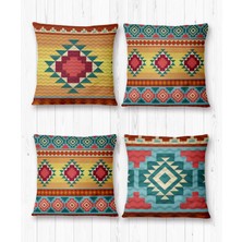 Armi Puf Etnik Kilim Desenli 4'Lü Kırlent Kılıfı-PLS23-34-35