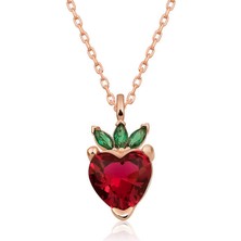 Kurra Store ​925 Ayar Gümüş Rose Çilek Figür Meyve Kolye