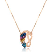 Kurra Store 925 Ayar Gümüş Rose Ayak Izi Kadın Gümüş Kolye