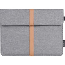 Canvas Artisan L15-15 14 Inç Pu Deri Stripe Ekleme Zarf Koruyucu Koruma Su Geçirmez Canvas Dizüstü Depolama Kılıf (Yurt Dışından)