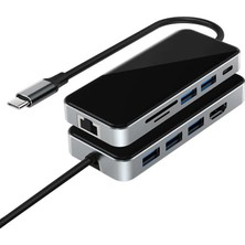 Airsky Type-C To HDMI USB 3.0 RJ45 Usb-C 60W Tf ve Sd Dönüştürücü Hub - AL3575