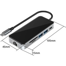 Airsky Type-C To HDMI USB 3.0 RJ45 Usb-C 60W Tf ve Sd Dönüştürücü Hub - AL3575