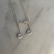 Nida Jewelry 925 Ayar Gümüş Çift Müzik Notası Harf Kolye